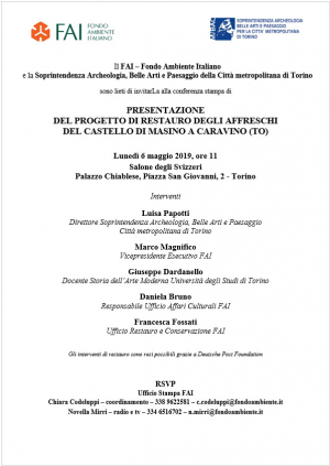 PRESENTAZIONE  DEL PROGETTO DI RESTAURO DEGLI AFFRESCHI  DEL CASTELLO DI MASINO A CARAVINO (TO)
