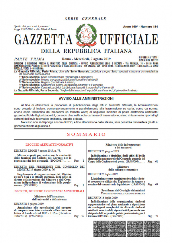 Decreto di organizzazione Mibac (DM 76 del 19 giugno 2019)